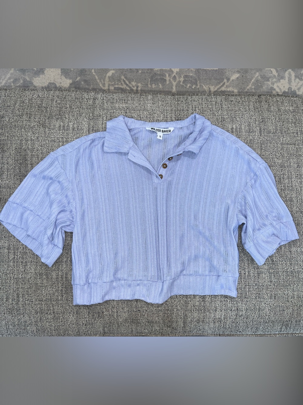 Walter Baker Lavender Short Sleeve Cropped Polo Top